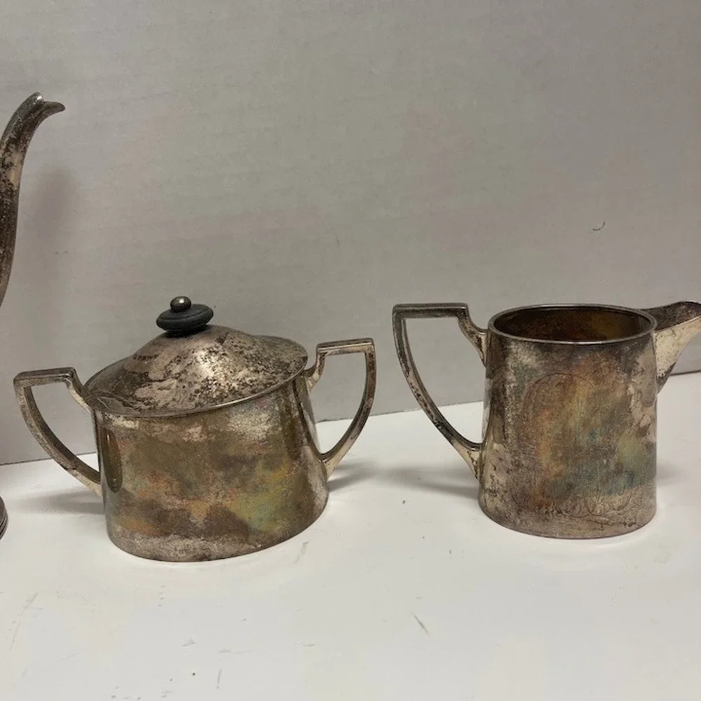 Antique La Pierre 3-Piece Sterling Silver Coffee Service Set - Art Deco 586g